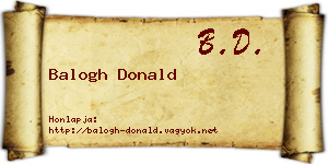 Balogh Donald névjegykártya